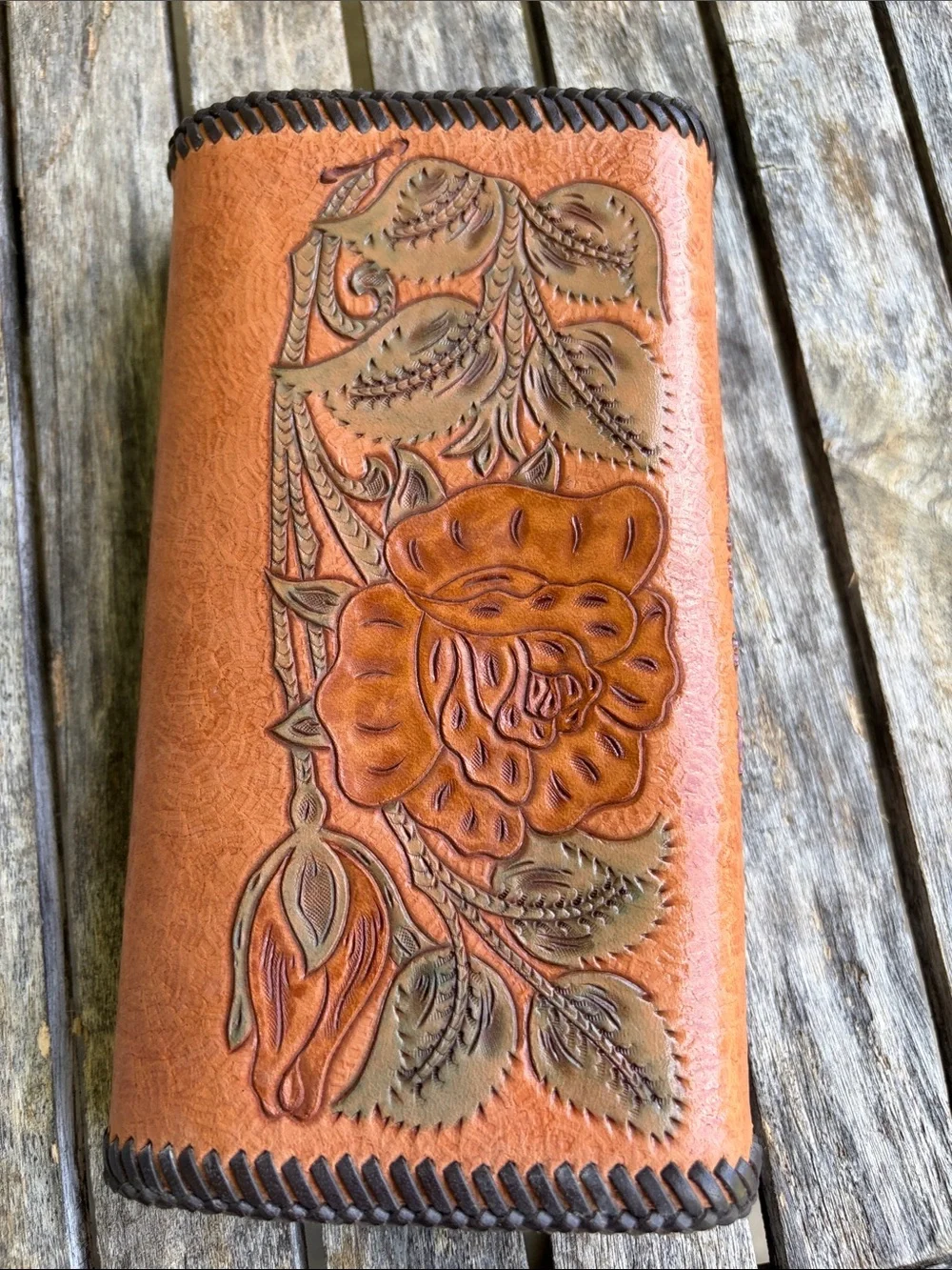 Vintage Hand-Tooled Leather Clutch